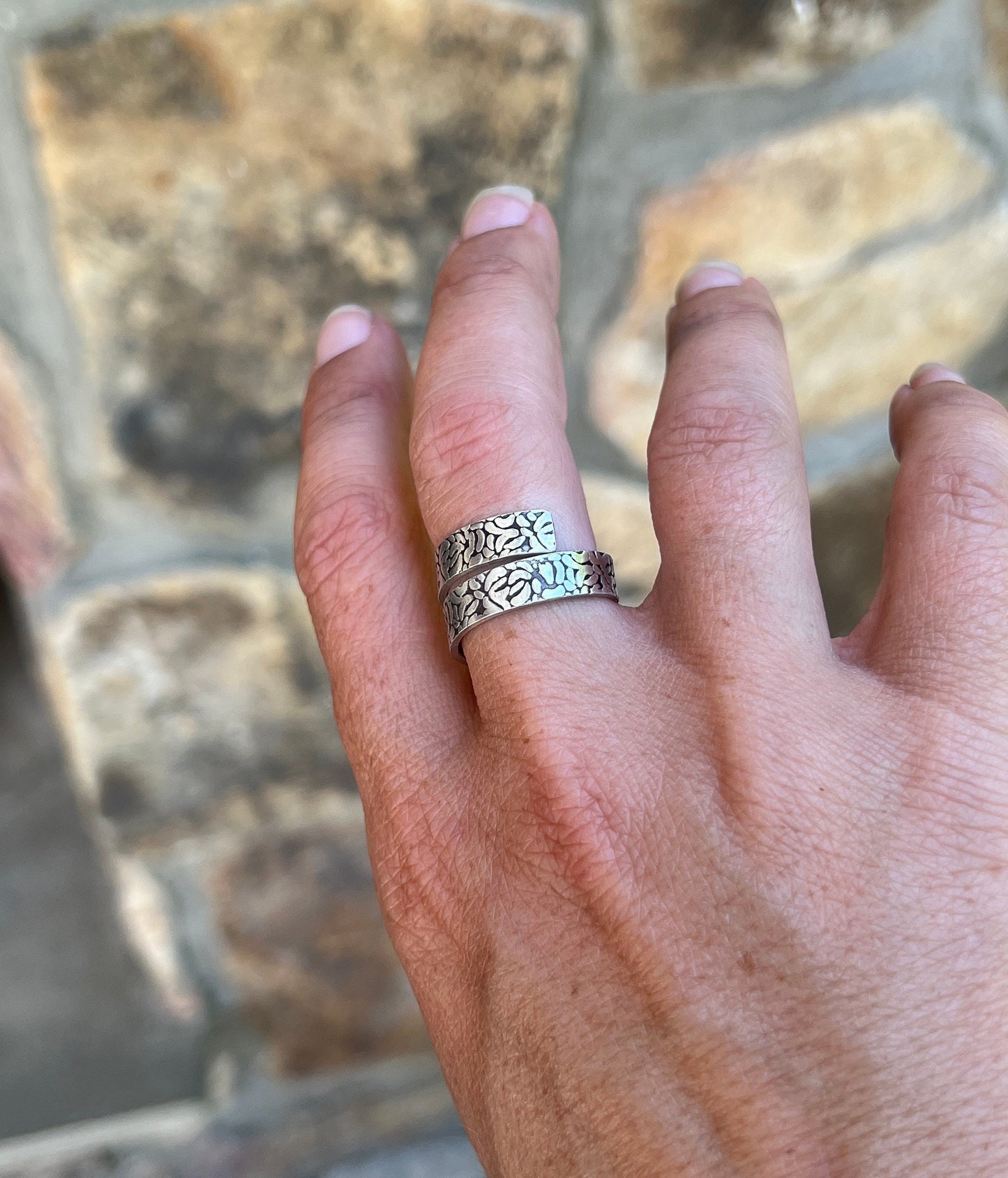 Textured Handwriting Ring in Sterling Silver