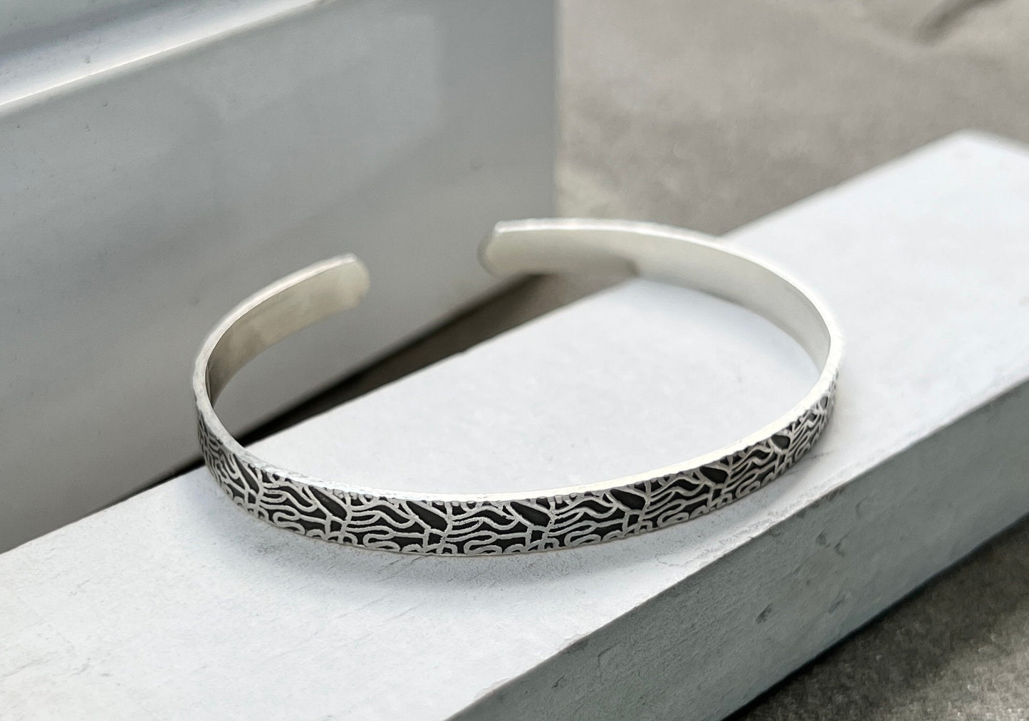 Handwriting Bangle Cuff Bracelet in Sterling Silver