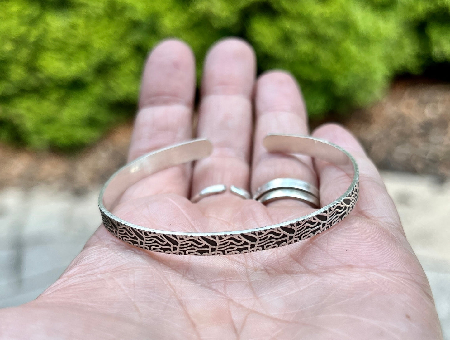 Handwriting Bangle Cuff Bracelet in Sterling Silver