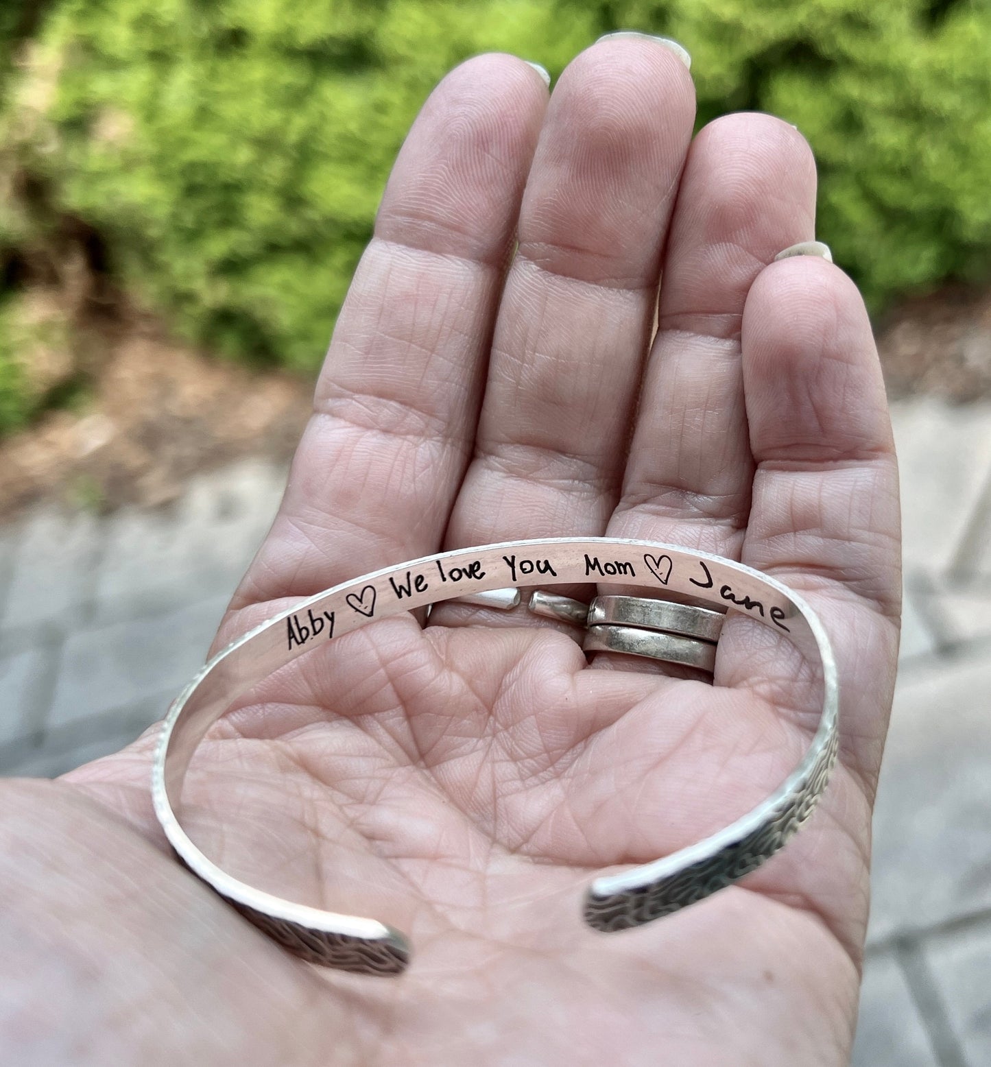Handwriting Bangle Cuff Bracelet in Sterling Silver