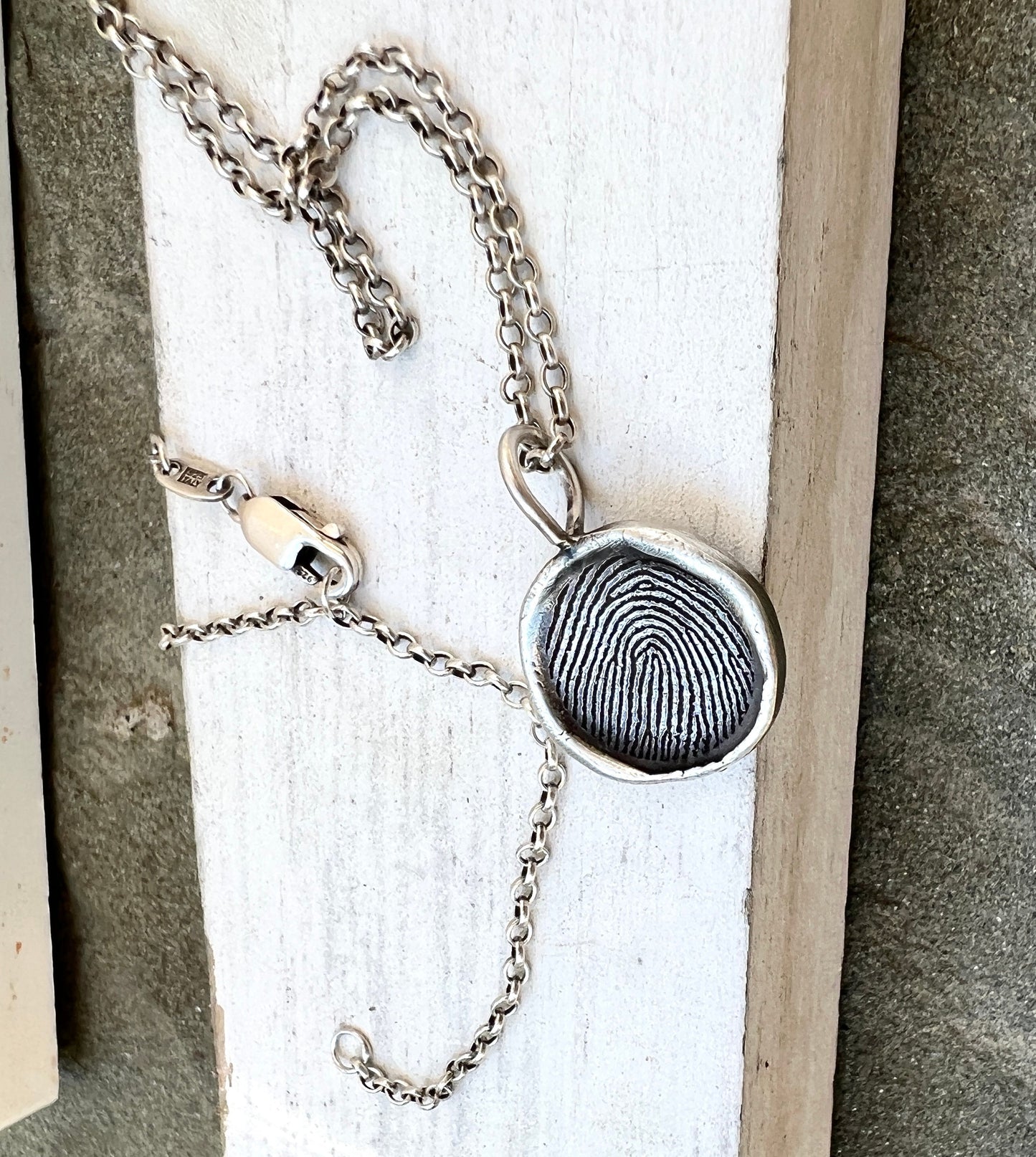Fingerprint Charm, Engraved in Solid Silver