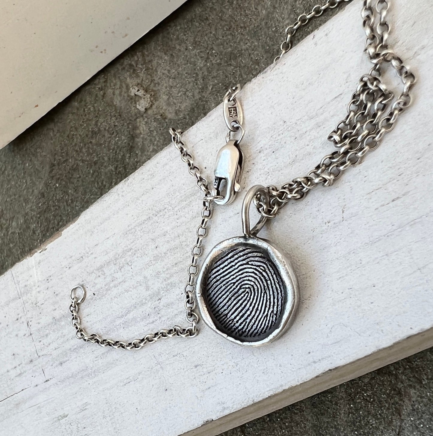 Fingerprint Charm, Engraved in Solid Silver