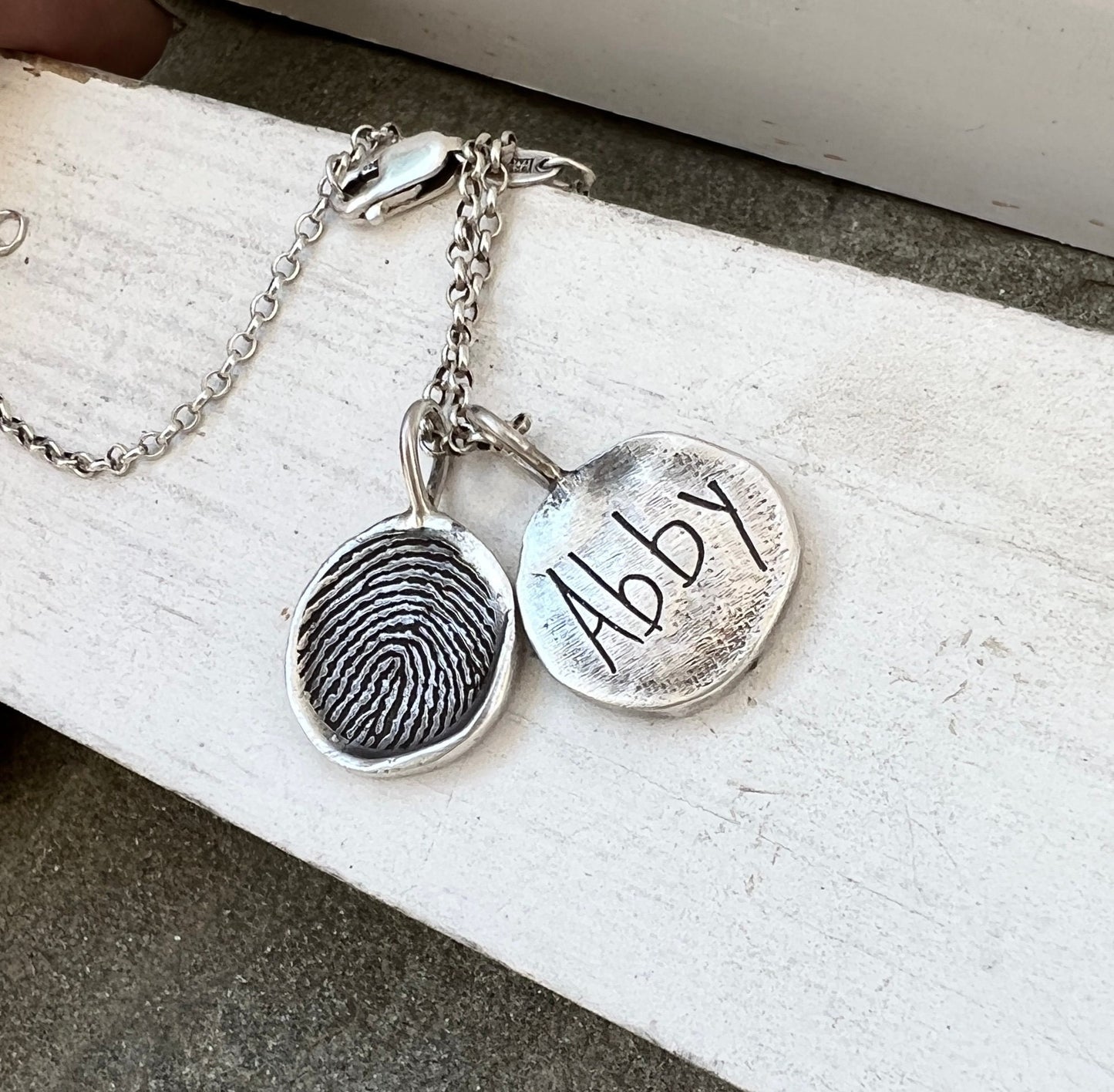 Fingerprint Charm, Engraved in Solid Silver