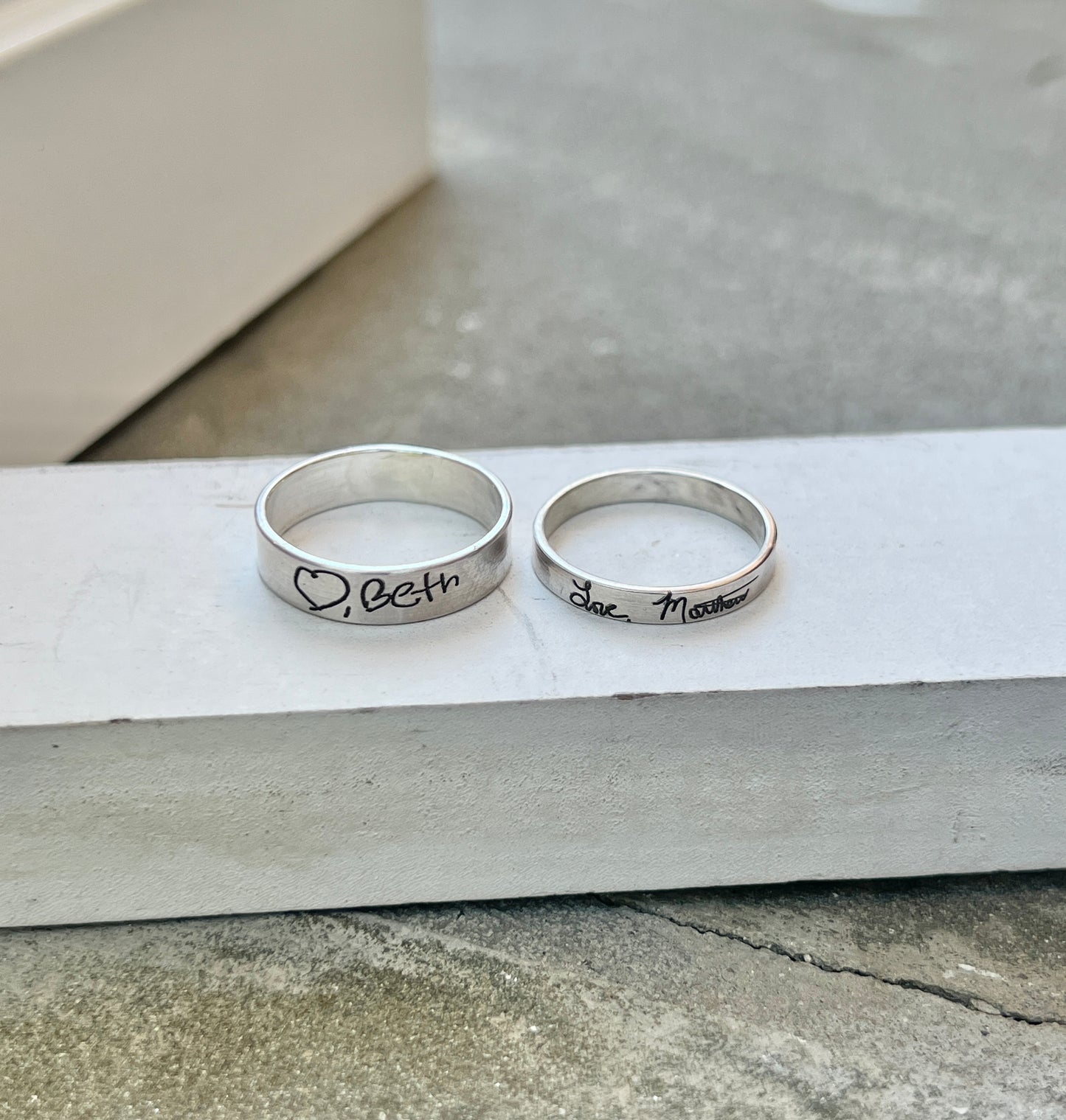 Handwriting Ring Set in Solid Sterling Silver