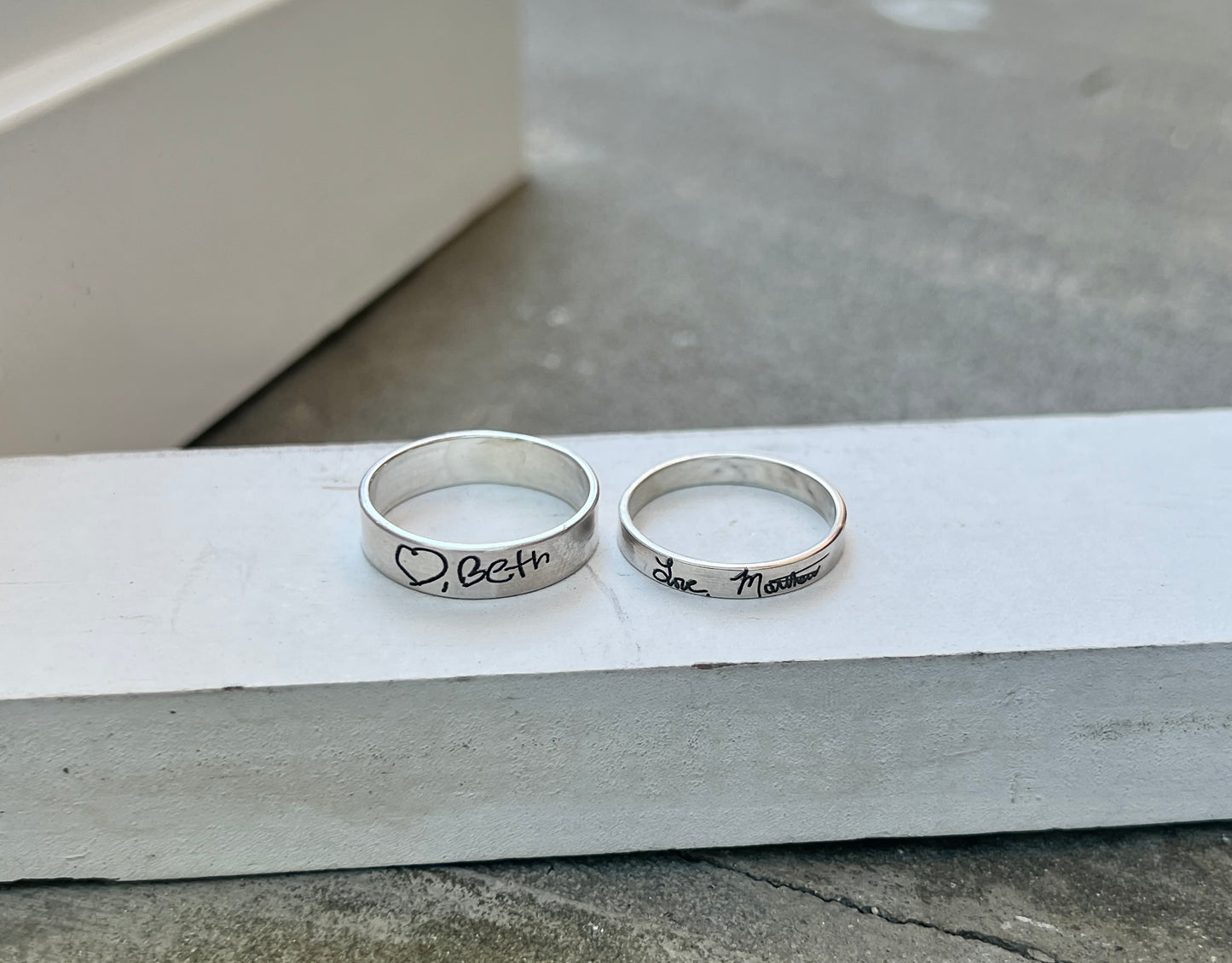 Handwriting Ring Set in Solid Sterling Silver