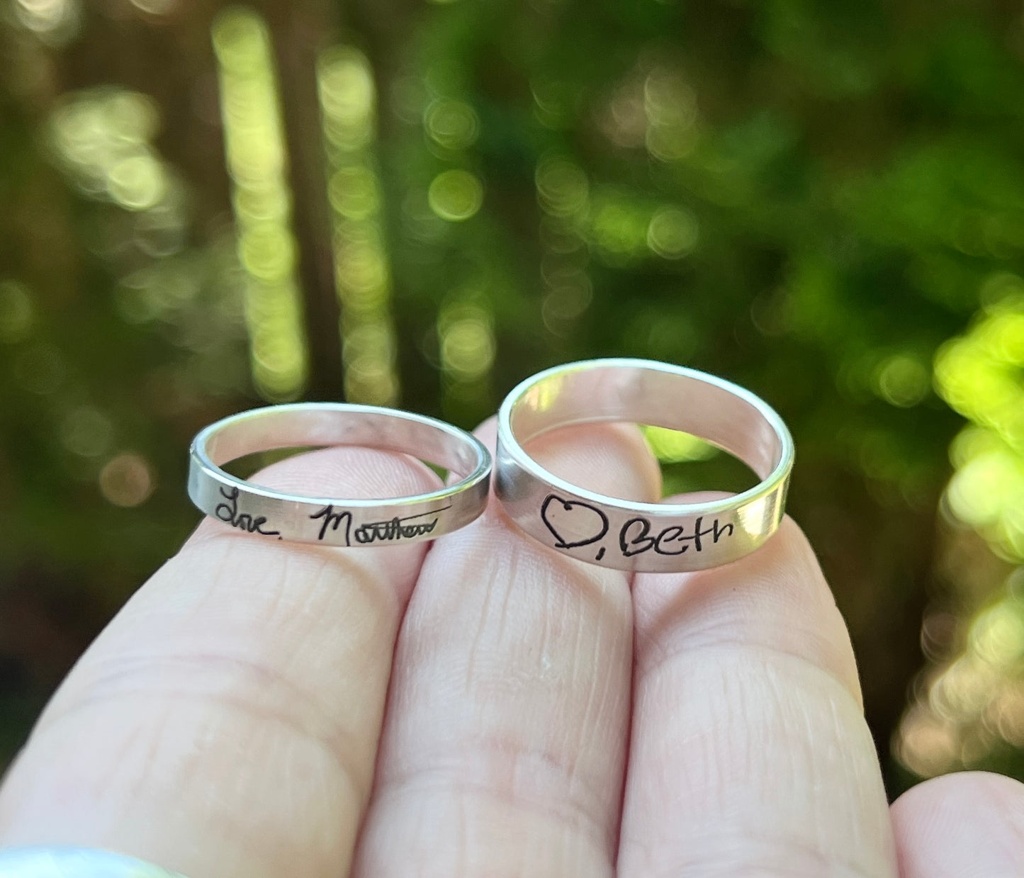 Handwriting Ring Set in Solid Sterling Silver