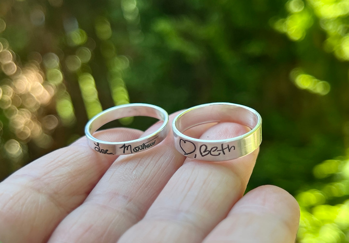 Handwriting Ring Set in Solid Sterling Silver