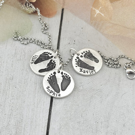 Footprint Charm in Solid Sterling Silver