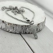 Small Silver Fingerprint Cross Memorial Pendant