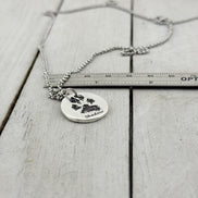 Real Paw Print Charm Necklace in Sterling Silver