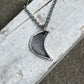 Silver Moon Fingerprint Pendant, Fingerprint deeply engraved in pure silver with raised silver framing the fingerprint
