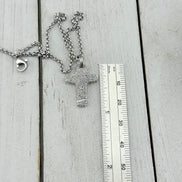 Small Silver Fingerprint Cross Memorial Pendant