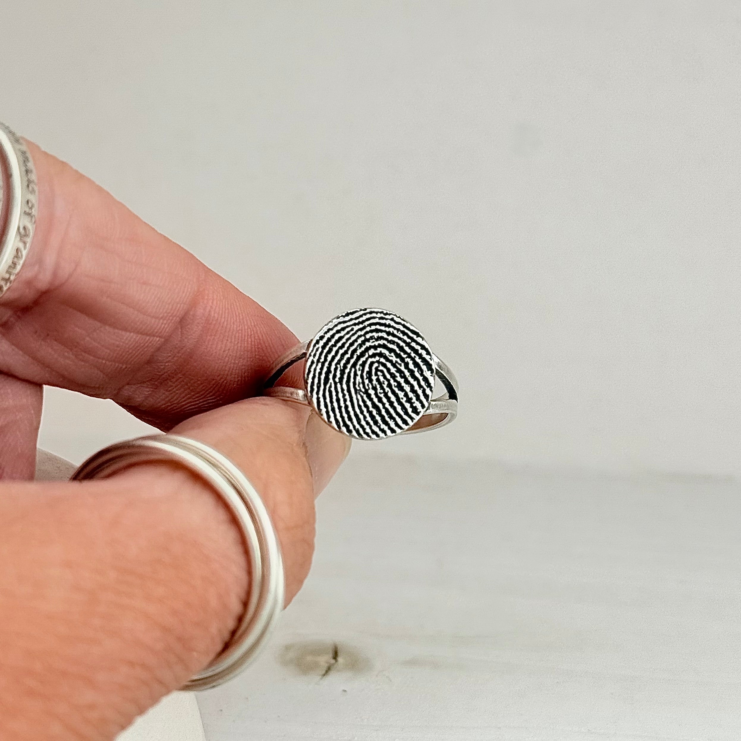 Pure Silver Memorial Fingerprint Ring