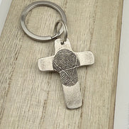 Fingerprint Cross Keychain