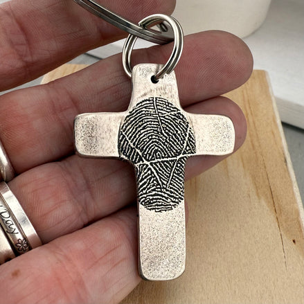 Fingerprint Cross Keychain