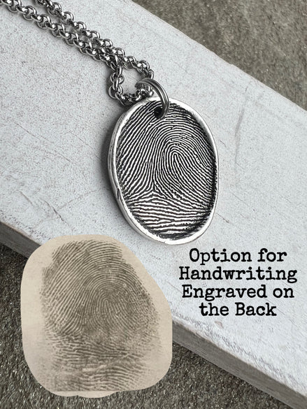 Fingerprint Charm in Sterling Silver with the Option for Handwriting on the Back