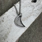 Silver Moon Fingerprint Pendant, Fingerprint deeply engraved in pure silver with raised silver framing the fingerprint