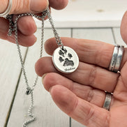 Real Paw Print Charm Necklace in Sterling Silver