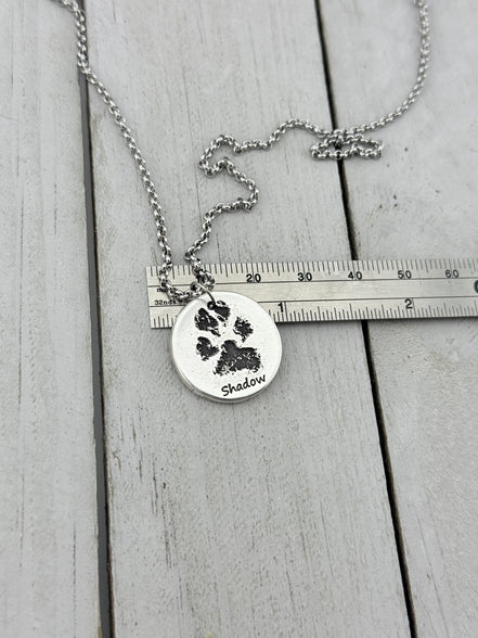 Real Paw Print Charm Necklace in Sterling Silver