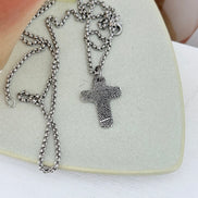 Small Silver Fingerprint Cross Memorial Pendant