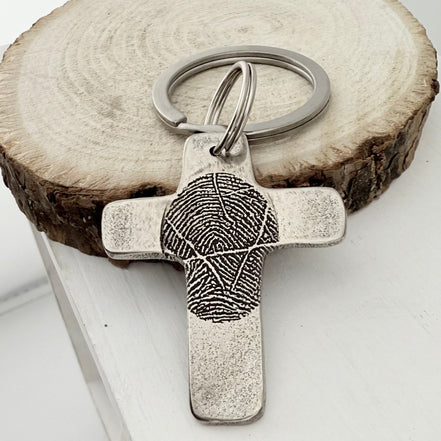 Fingerprint Cross Keychain