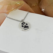 Real Paw Print Charm Necklace in Sterling Silver