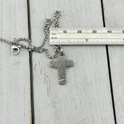 Small Silver Fingerprint Cross Memorial Pendant