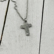 Small Silver Fingerprint Cross Memorial Pendant