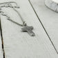 Small Silver Fingerprint Cross Memorial Pendant