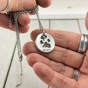 Real Paw Print Charm Necklace in Sterling Silver