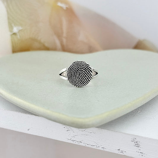 Pure Silver Memorial Fingerprint Ring
