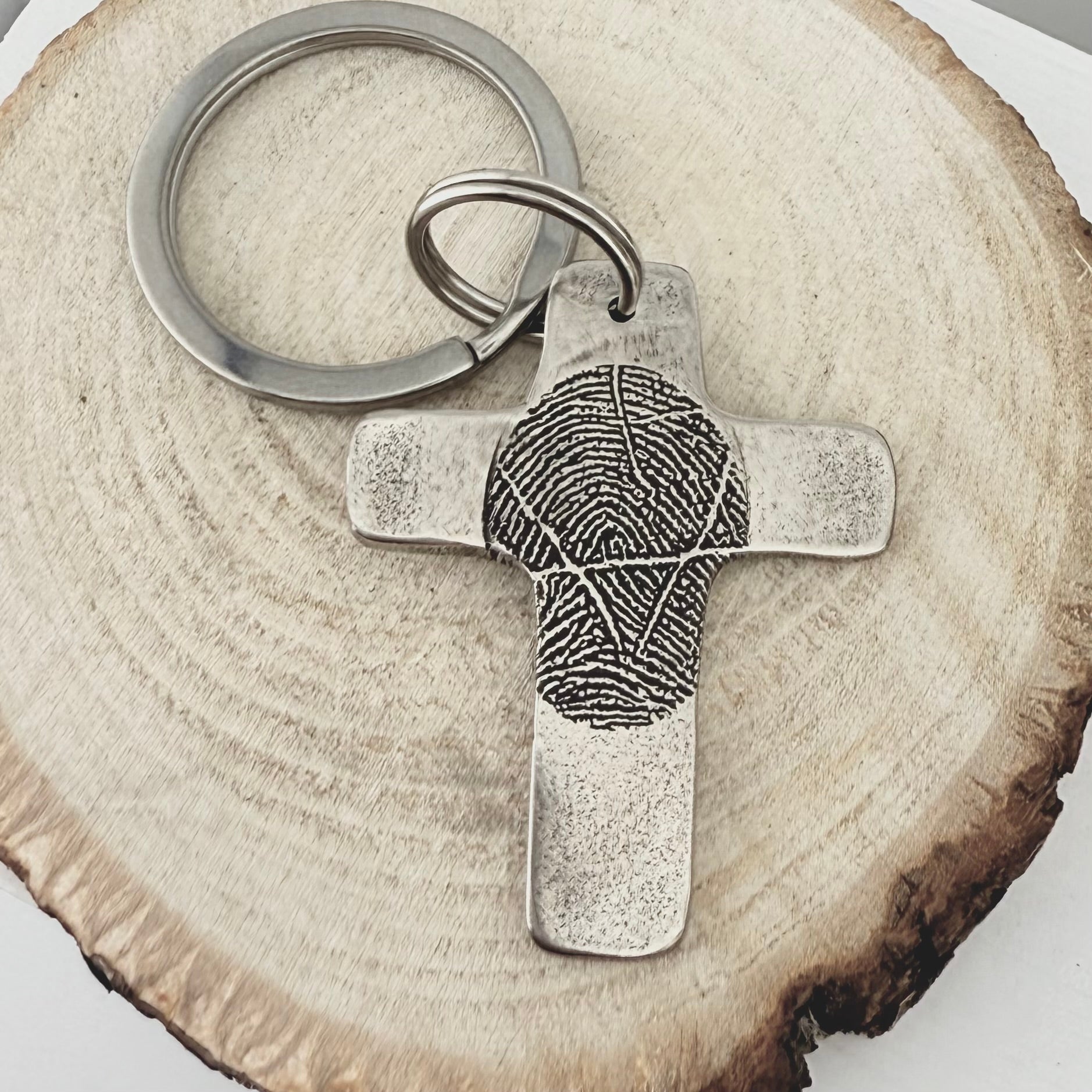 Fingerprint Cross Keychain