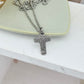 Small Silver Fingerprint Cross Memorial Pendant