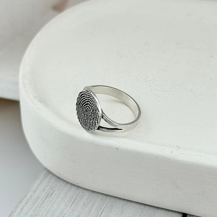 Pure Silver Memorial Fingerprint Ring