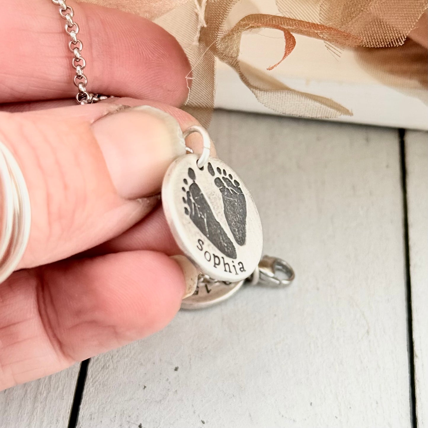 Footprint Charm in Solid Sterling Silver