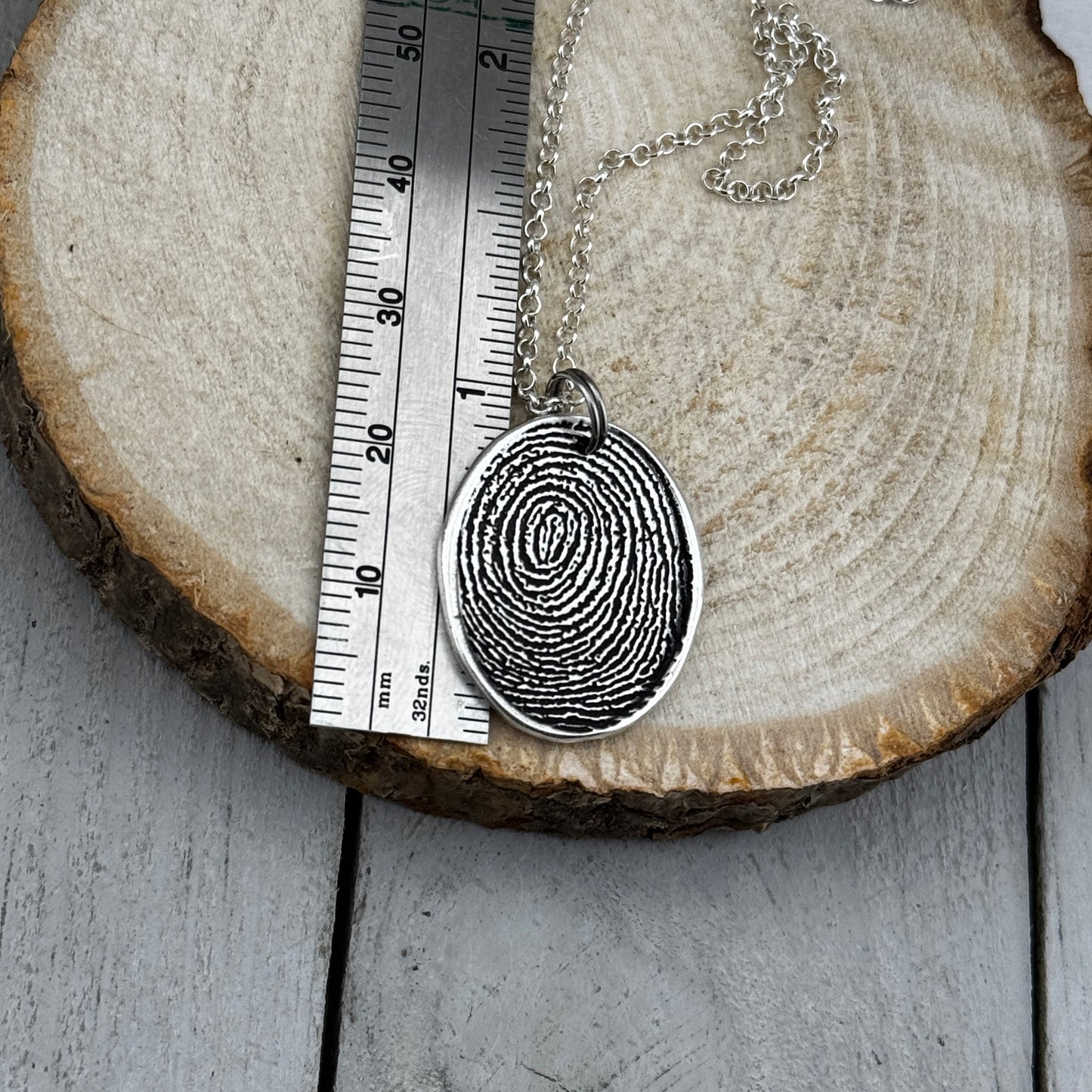 Fingerprint Charm in Oval or Teardrop Shape