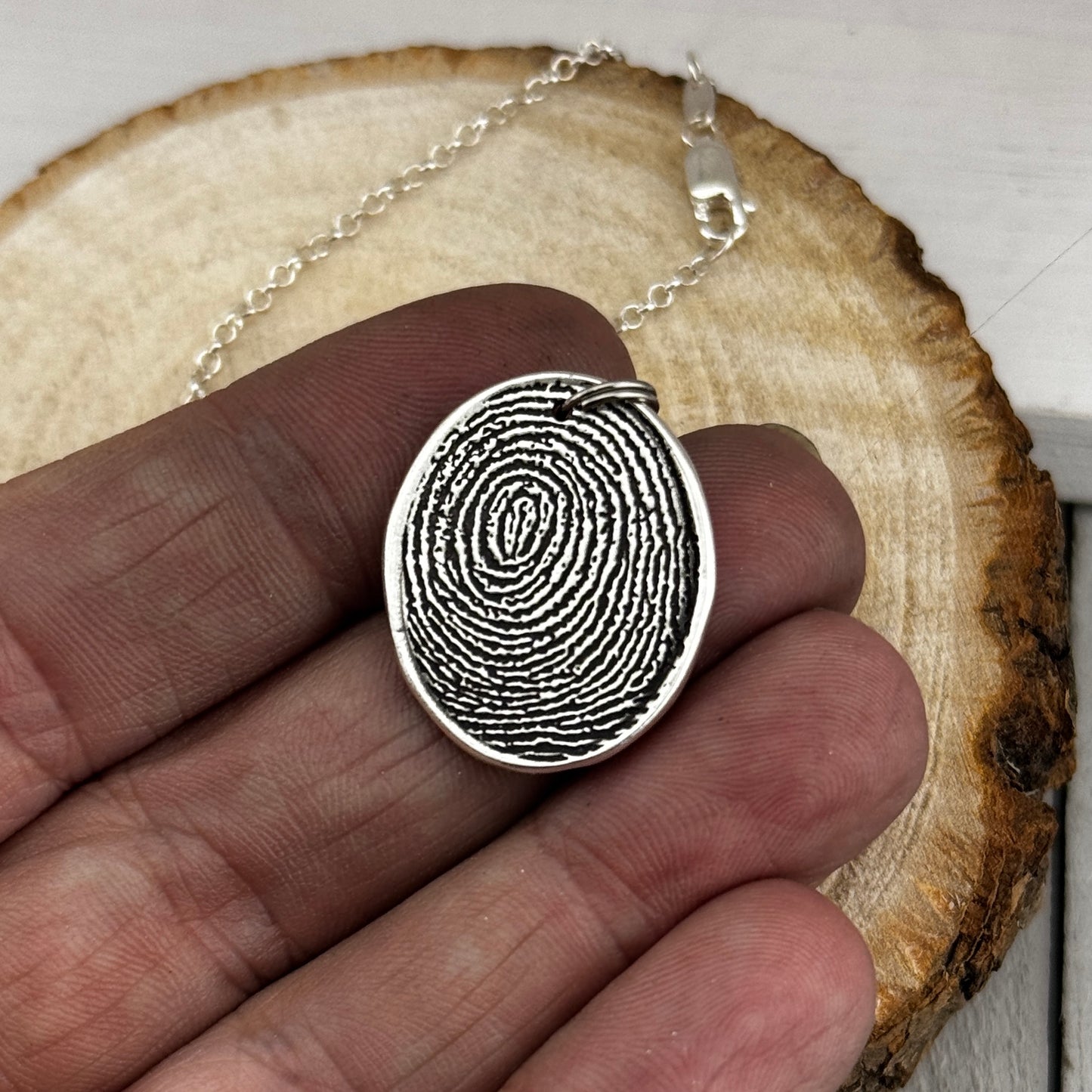 Fingerprint Necklace in Sterling Silver