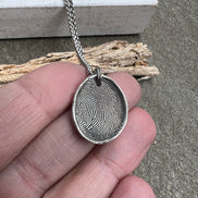 Fingerprint Charm in Oval or Teardrop Shape
