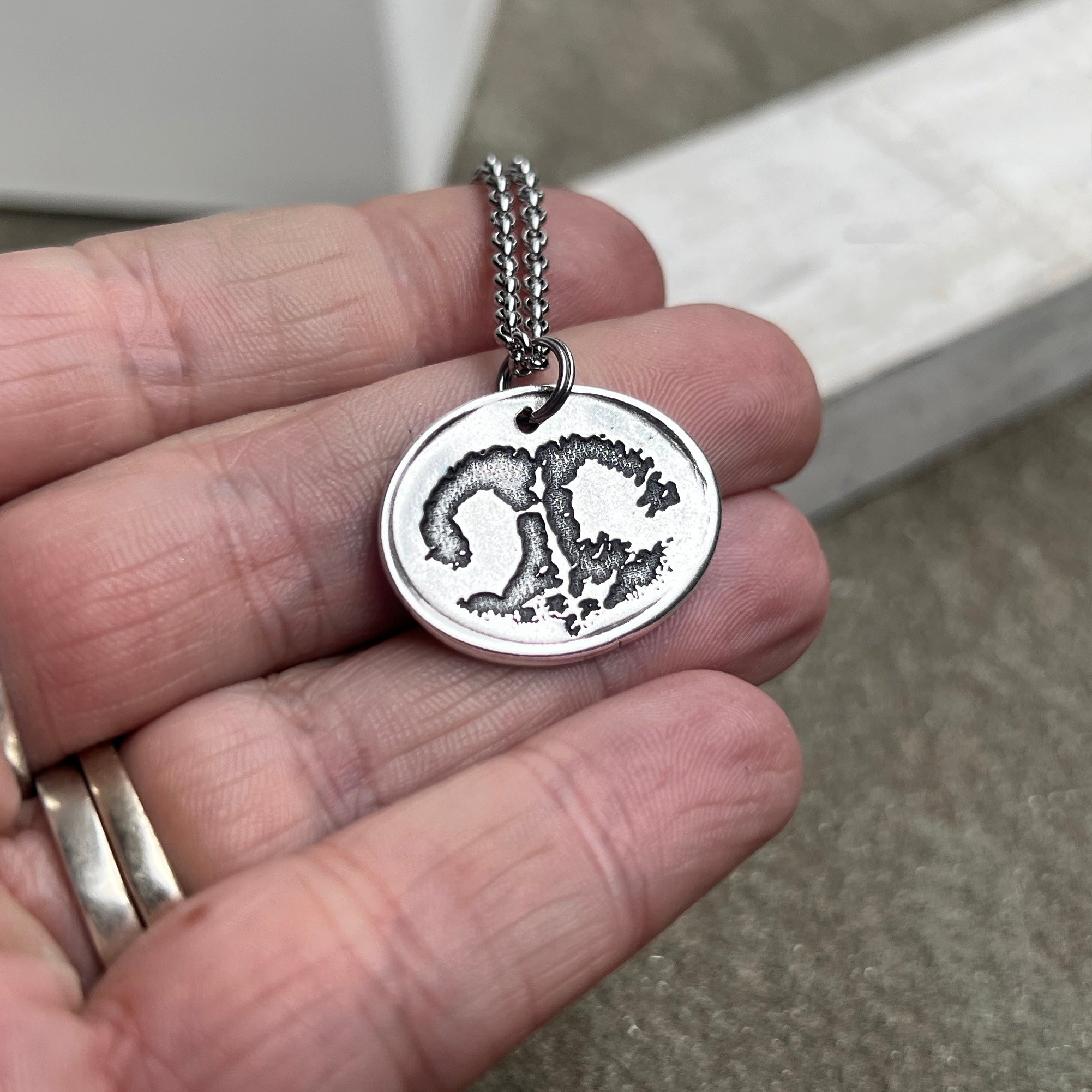 Dog Nose Charm, Real Animal Nose Charm Necklace in Sterling Silver, Oval Shape