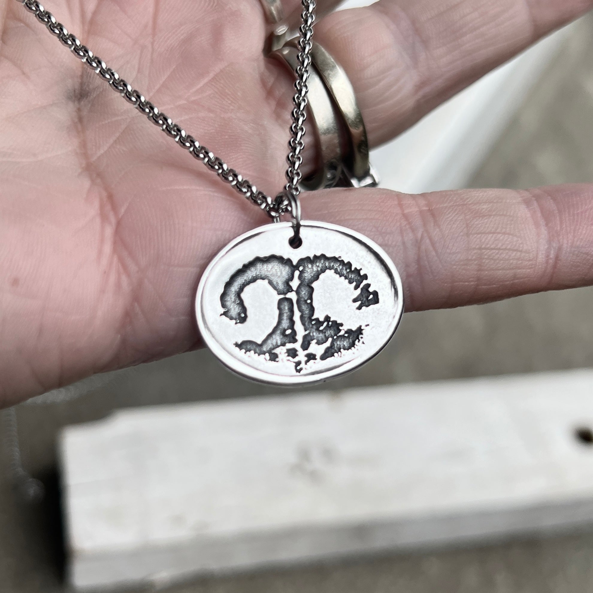 Dog Nose Charm, Real Animal Nose Charm Necklace in Sterling Silver, Oval Shape
