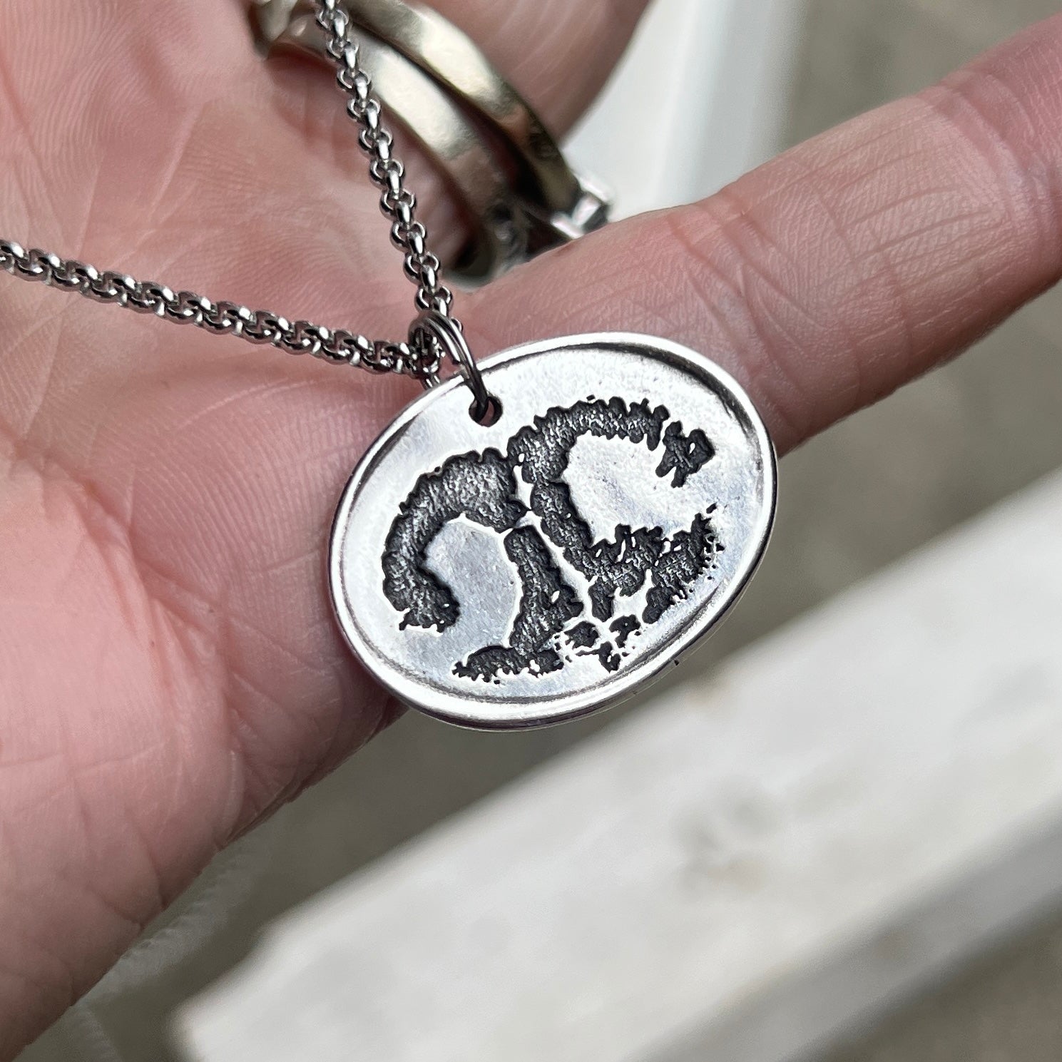Dog Nose Charm, Real Animal Nose Charm Necklace in Sterling Silver, Oval Shape