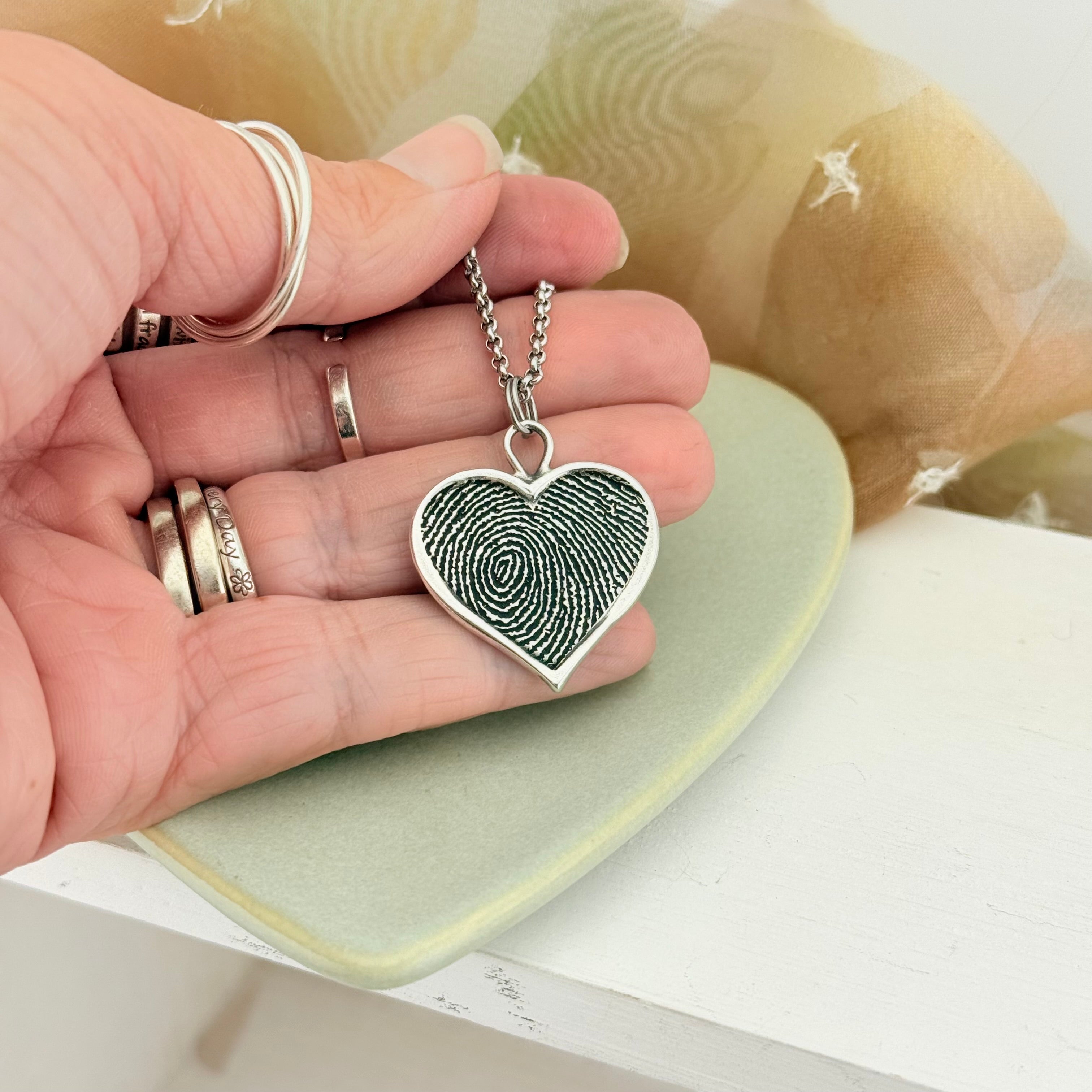 Heart Shaped Fingerprint Charm