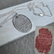 Fingerprint Charm in Oval or Teardrop Shape