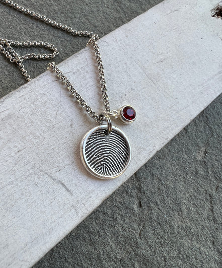 Fingerprint Charm, Engraved in Solid Silver