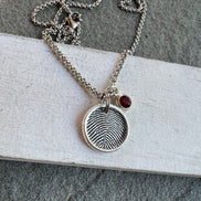 Fingerprint Charm, Engraved in Solid Silver
