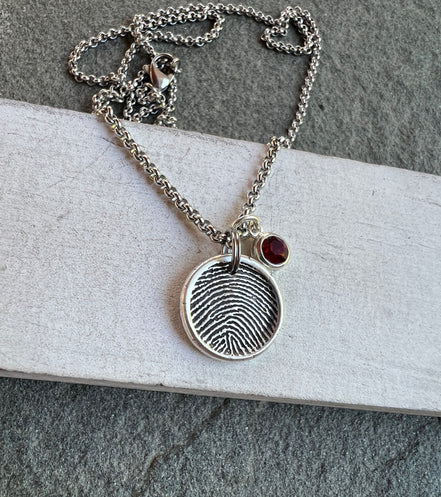 Fingerprint Charm, Engraved in Solid Silver