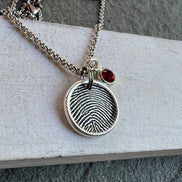 Fingerprint Charm, Engraved in Solid Silver
