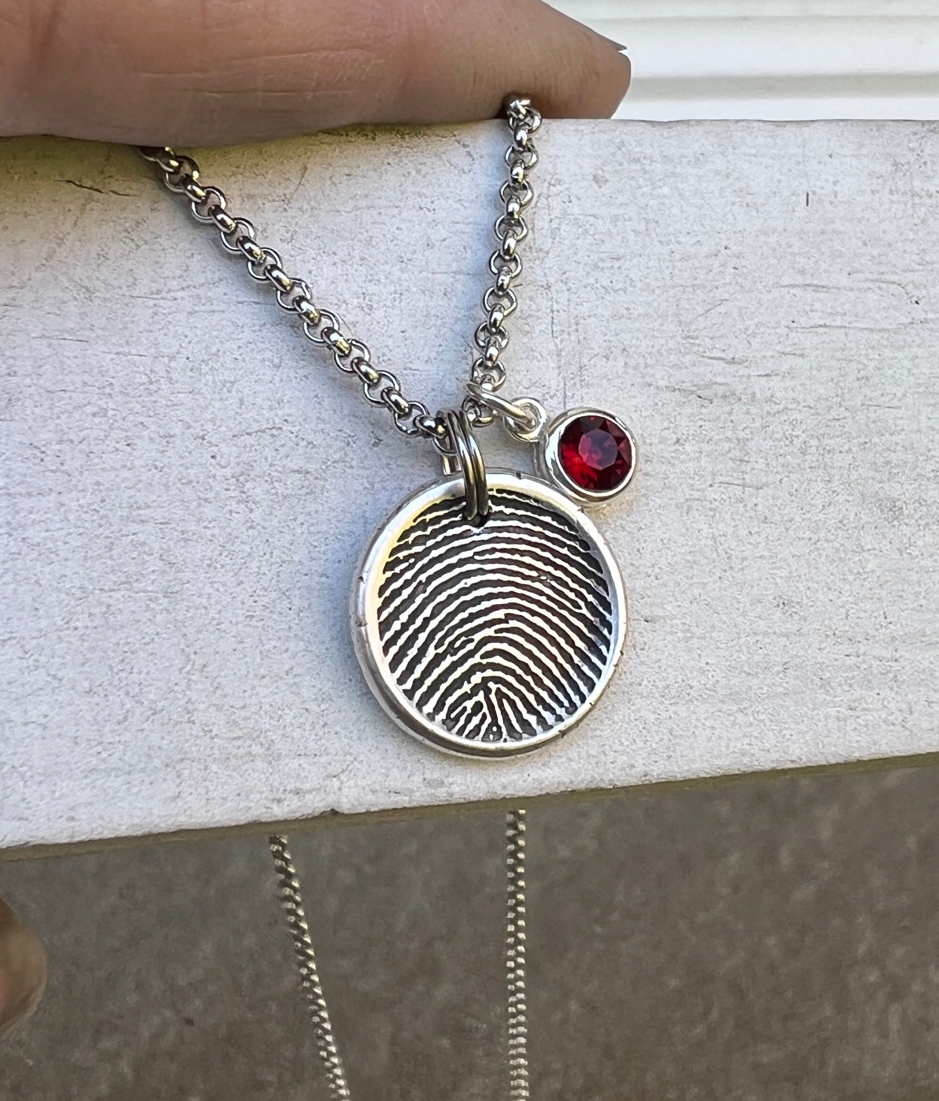 Fingerprint Charm, Engraved in Solid Silver