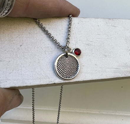 Fingerprint Charm, Engraved in Solid Silver