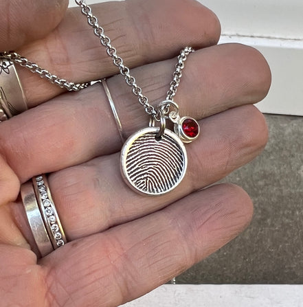 Fingerprint Charm, Engraved in Solid Silver